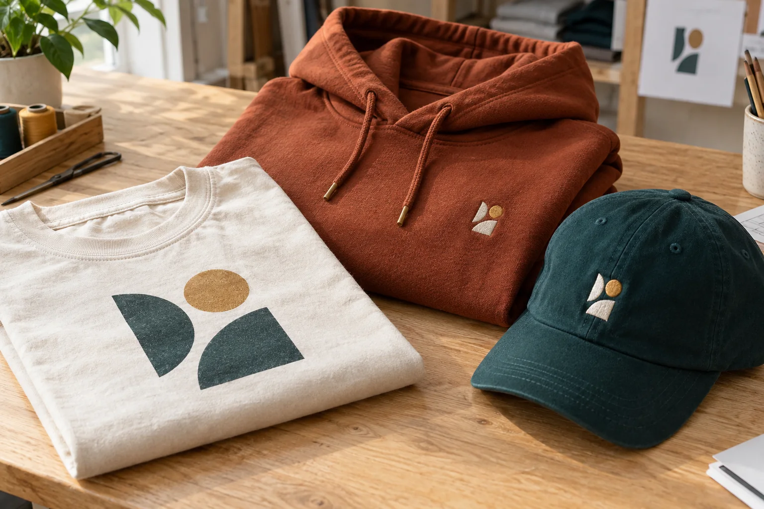 Concept example of custom embroidered and printed apparel